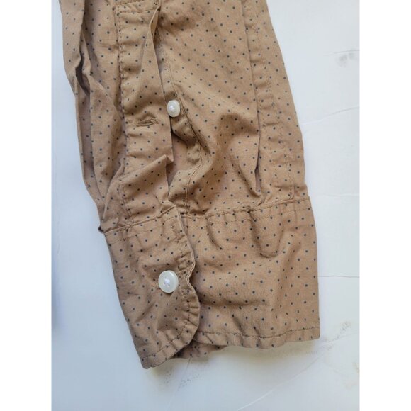 J. Crew Light Brown with Polka Dot Collared Long Sleeve Button Down Shirt Size M - Picture 5 of 10